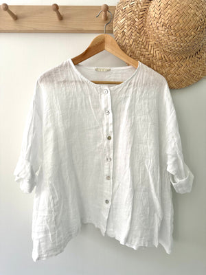Linen Blouse with pleated sides